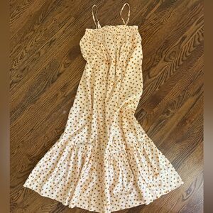 WE WORE WHAT Daisy Print Floral Smocked Maxi Tiered Dress, sz Med